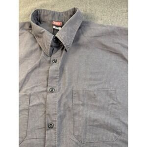 Red Kap XL Short Sleeve Work Utility Shirt Gray Striped Button Up Mens
